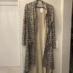 Leopard Print Maxi Long Sleeve Cardigan/Duster. NWT